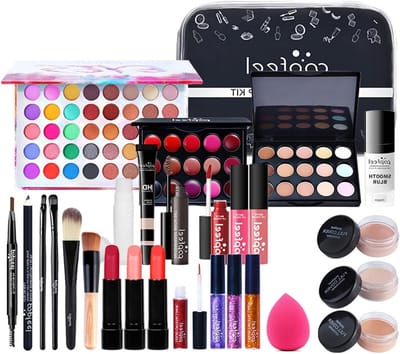 Complete Make-up Set met 27 Stukken, Inclusief Oogschaduw, Lipgloss en Concealer, Perfecte Startbundel voor Vrouwen, Draagbare Multifunctionele Cosmetica Set
