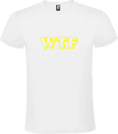 Wit T-shirt ‘WTF’ Geel maat XS