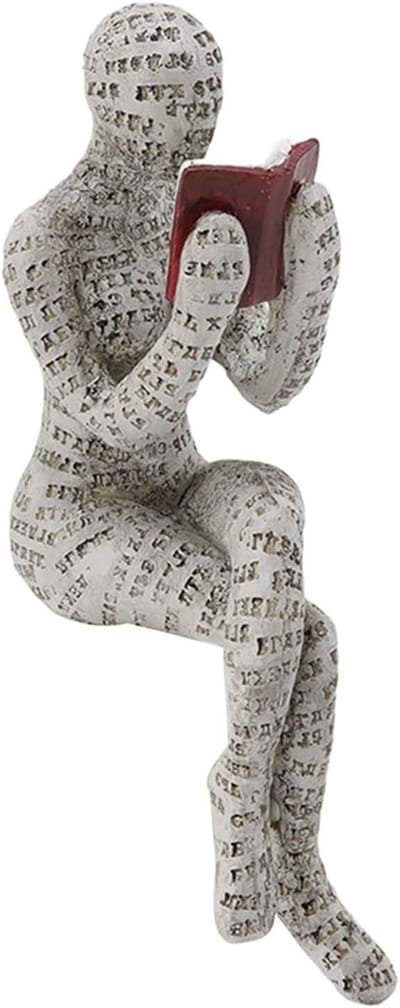Dailygoods - Lezen Vrouw Beeldje - Creatieve Hars Sculptuur - Licht Beige - Moderne Abstracte Kunst - Woondecoratie - Voor Thuis en Kantoor