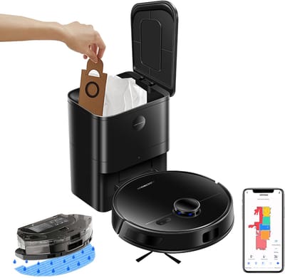 Liectroux M70 Pro 3-in-1 Robotstofzuiger met automatische leegstation, LiDAR-navigatie en 6500 Pa zuigkracht – Zwart