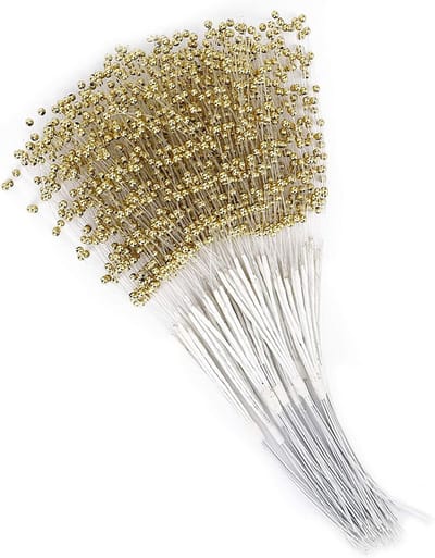 100 Stuks String Parels Stokken voor Bruidsboeket en Feestdecoraties, Gouden Kralen voor Party Garland en Creatieve Versieringen