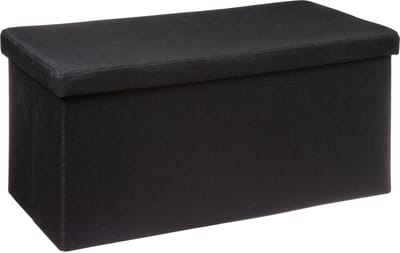 Atmosphera Poef/hocker/voetenbankje - opbergbox - fluweel zwart - PO/MDF - 38 x 38 x 76 cm - opvouwbaar