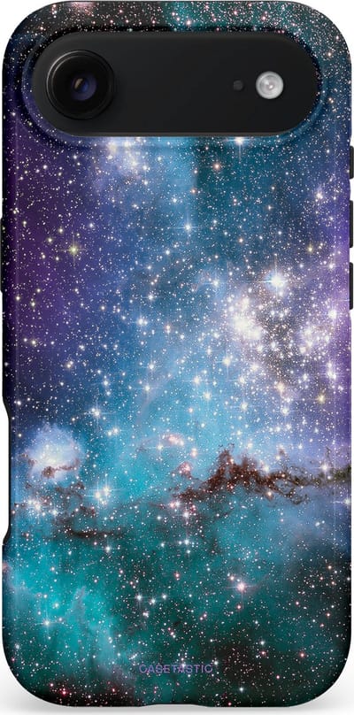 Casetastic hoesje geschikt voor Apple iPhone Air - MagSafe - Dubbellaagse bescherming - Nebula nachtdroom - Fashion Case - Donkergrijs Petrol Grijs Lavendel