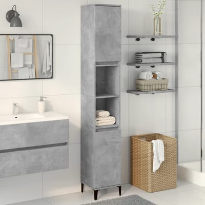 vidaXL - Badkamerkast - 30x30x190 - cm - bewerkt - hout - betongrijs