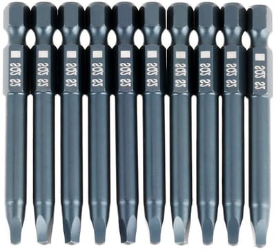 Set van 10 Stuk S2 Legering Stalen Vierkante Schroefbits met 1/4 Inch Hex Shank en 65mm Lengte voor Precisie en Duurzaamheid