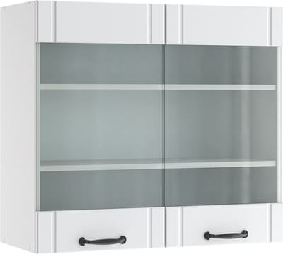 Vicco Fame-Line Glazen keukenkast – 80 cm Wit Landhuis