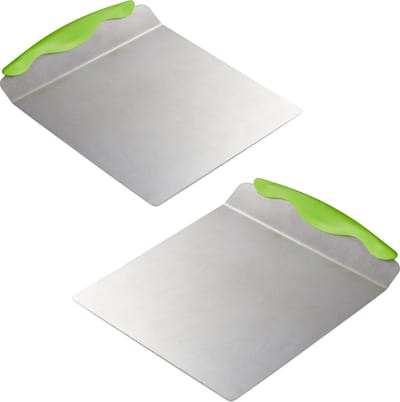 2x taartschep rvs - taartplaat - vierkant - groot - met handvat - 20 x 24 cm