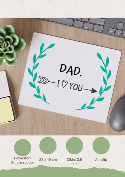 Akyol - dad i love you Muismat - Papa - de liefste vader - vader cadeautjes - vaderdag - verjaardag - geschenk - kado - 23 bij 19 cm