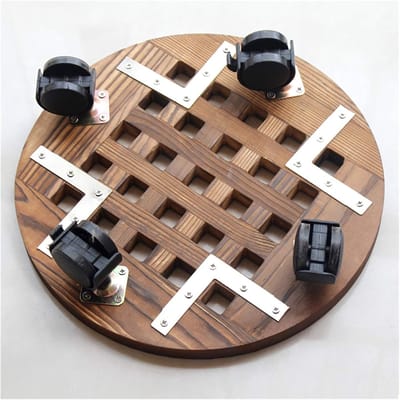 Houten plantenstandaard - Bloempot trolley - Planten verplaatsen - 360 graden wielen - 25cm diameter - Natuurlijk hout