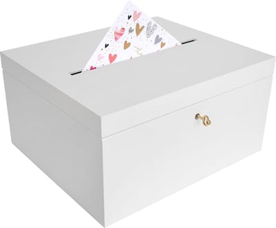 Creative Deco Bruiloft Houten Doos voor Kaarten Wit | 29 x 25 x 15 cm | Met Deksel, Sluiting | Houten Sieraden Kist | Kerst, Kerstmis Cadeau