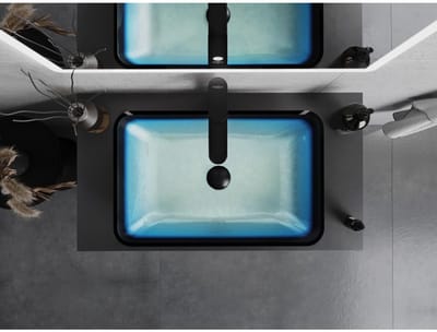 Mexen Megan glazen opbouw wastafel 56 x 36 cm, blauw - 24135647