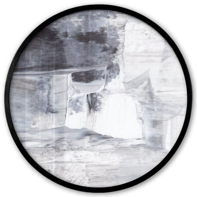 Poster in lijst Rond - Fotolijst 40x40 cm - Posters - Kunst - Verf - Wit - Zwart - Grijs - Ronde posterlijst zwart - Decoratie - Wanddecoratie woonkamer - Muurdecoratie slaapkamer