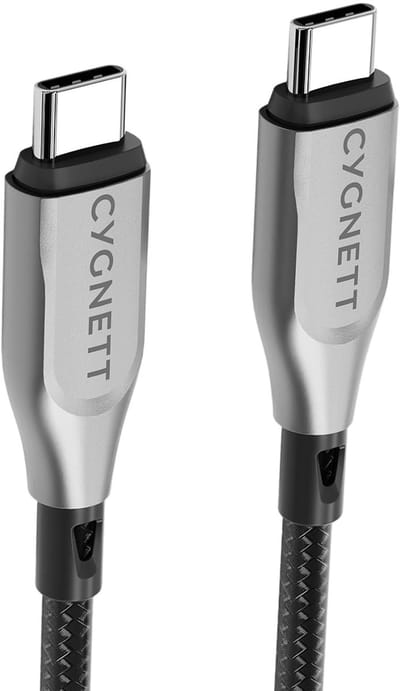 Cygnett Armoured gevlochten - Kevlar Aramid - USB-C naar USB-C kabel - 1 meter - zwart