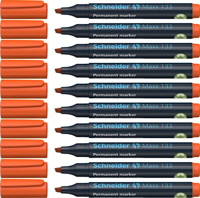 Schneider permanent marker - Maxx 133 - beitelpunt - oranje - 10 stuks - S-113306-10
