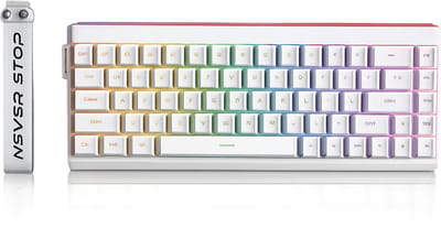 EWEADN DK68 Bedraad Mechanisch Toetsenbord 65% – RGB Gaming Keyboard met RGB Light Bar – Rode Switches – Anti-Ghosting – Wit