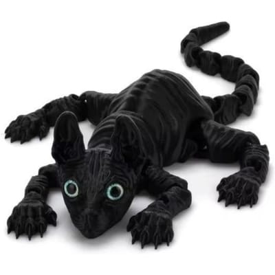 3D Geprinte Sphynx Kat Dier Speelgoed Realistisch Haarloos Beeldje Gearticuleerde Kat Fidget Speelgoed Kattenliefhebbers Verzamelaar Decoratie Feestspel