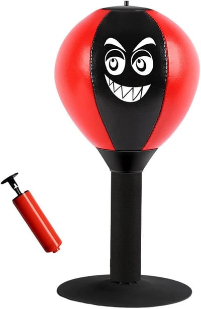 Boksbal Reactiebal - Tafelbal Fitness - Coördinatie Training - Sterke Zuignap - 18x37 cm - Zwart