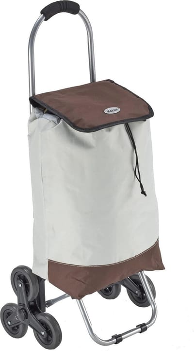 Tweekleurige Boodschappentrolley - Beige/Walnoot, Waterdicht en Handzaam
