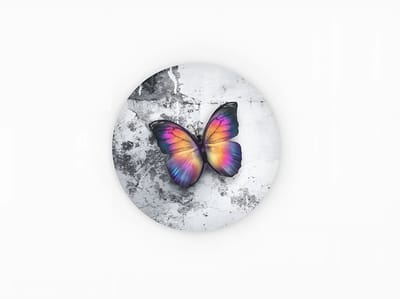Rond Schilderij - Vlinder - Muurcirkel op Dibond - Wall Art -40 cm