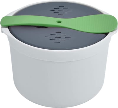 HR Goods - Magnetron rijstkoker - Multifunctionele rijststomer - 2L - Groene lepel - Vaatwasser bestendig