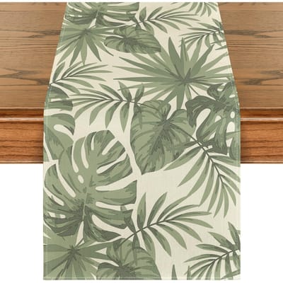 Zomer Groene Bladeren Linnen Tafel Runner Commode Sjaals Tafel Decoratie Herbruikbaar Keuken Eettafel Runners Bruiloft Feest Decoratie 150x33cm