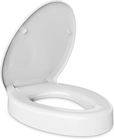 Verhoogde toiletbril 3 inch voor Senioren - Langwerpig, Zwaar Belastbaar, Wit