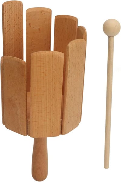 Houten Muziekbuis - Percussie Instrument - Muziek Onderwijs - 8 Verschillende Tonen - 26 x 11 cm - Natuurlijk Hout