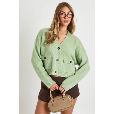 boohoo Dames Gebreid Vest met Zakdetail | Verstandig | Maat: Small