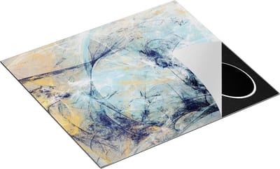 Chefcare Inductie Beschermer Abstracte Kunst - Rustige Blauwe en Gele Kleuren - 60x50 cm - Afdekplaat Inductie - Kookplaat Beschermer - Inductie Mat