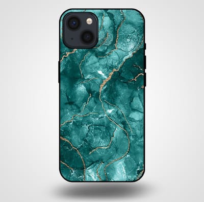 Smartphonica Telefoonhoesje voor iPhone 13 met marmer opdruk - TPU backcover case marble design - Goud Groen geschikt voor iPhone 13