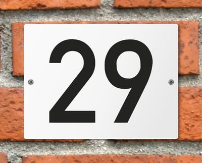 Huisnummerbord wit - Nummer 29 - standaard - 16 x 12 cm - schroeven - naambord - nummerbord - voordeur