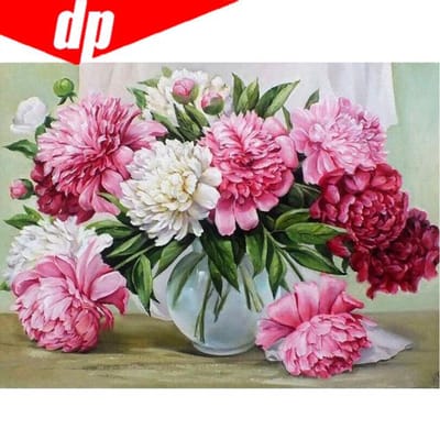 DIY 5D Diamantmozaïek  Roze Bloemen  5D Volledige Diamantschildering Kruissteek Kits 20X30