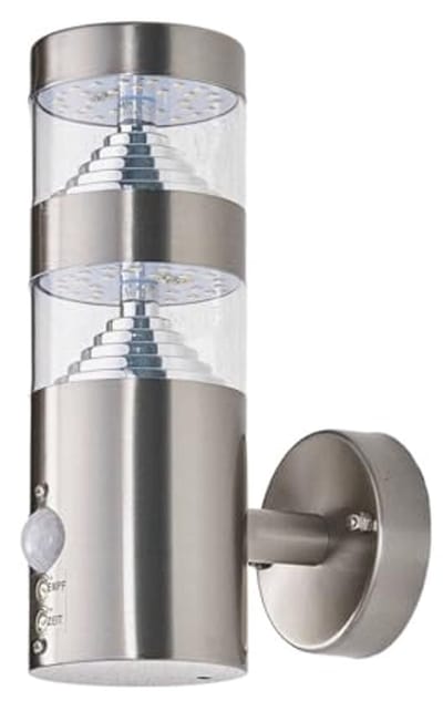 LED wandlamp buiten met bewegingssensor in modern design van roestvrij staal
