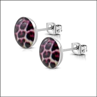 Aramat Jewels | Oorbellen | RVS Panter Oorbellen Dierenprint 10mm - Luipaard Oorstekers | Panter-Roze-7mm | |7mm | Staal | Kinderen, Volwassenen | Verkleurd niet