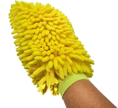Gadgetpoint - Auto Schoonmaak Spons - Autospons - Washandschoen - Schoonmaakspons Handschoen - 1 zijdig Geel