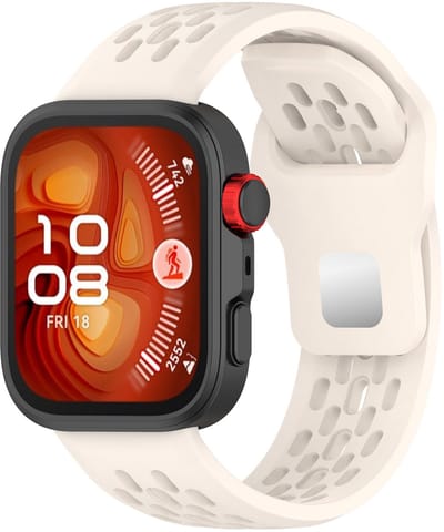 Stravo Sportief Siliconen Bandje Geschikt voor Huawei Watch Fit 5 / Watch Fit 5 Pro / Watch Fit 4 / Watch Fit 4 pro / Watch Fit 3 – Ademend & Comfortabel Horlogeband – Starlight