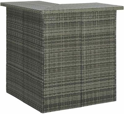 Hoogwaardige Bartafel Hoektafel 100x50 cm Poly Rattan in Grijs voor Buiten