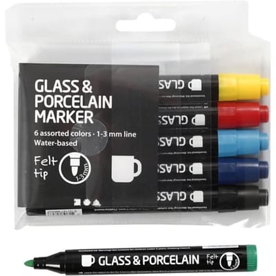 CC Glas- en Porseleinstift Zonder Pomppunt Set Basis 6 stuks