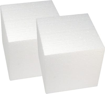 Rayher hobby Piepschuim vormen/figuren kubus - Set van 4x stuks - wit - 20 x 20 cm - knutselen artikelen