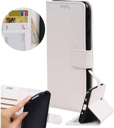 Hoesje Geschikt voor Huawei Y7 / Y7 Prime - Portemonnee booktype wallet case Wit