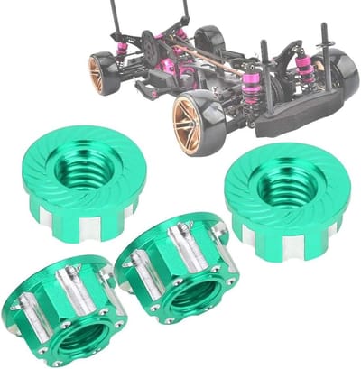 Set van 4 M4 Zeskantmoeren 9mm voor RC Wielen - Hub Adapter, Stofkap en Vervanging voor 1/10 RC Auto's (Groen)