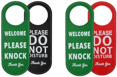 Dailygoods - Welcome-schild, Do Not Disturb hangende deurklink, Please Knock Bitte nicht storen, deurbordje van leer, dubbelzijdig hangende deurklink met opschrift, 2 stuks