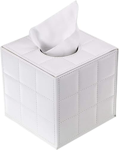 Stijlvolle PU Leren Tissuebox Houder voor Huishoudelijk en Kantoorgebruik - Organiseer Papieren Servetten en Zakdoeken (Witte Cube)