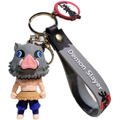 Anime Figuur Demon Slayer Sleutelhanger Auto Sleutelhanger Cartoon Rugzak Hanger Handgemaakte Rugzak Hanger Kinderverjaardag Kerstcadeaus gray