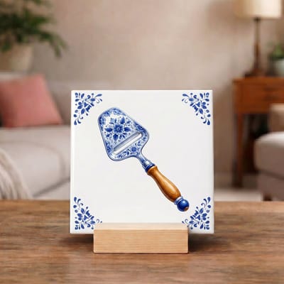 Delftsblauw Tegeltje 11x11 Kaasschaaf – Hollands Keuken Cadeau