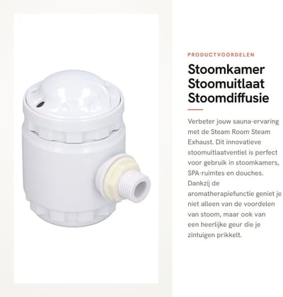 Dailygoods- Stoomuitlaat G1/2 Buitendraad - Stoomgeneratormondstuk - Aromatherapiefunctie - Duurzaam Kunststof - Voor Sauna/SPAKamer - Slijtvast en Hoogwaardig - Stoomdiffuser
