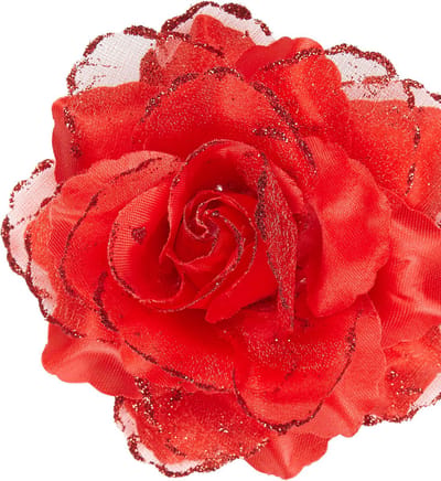 Rode roos haarbloem - Hawaii thema haarbloemen - Carnaval/verkleed artikelen