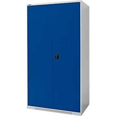 Schäfer Shop Genius dubbeldeurskast FS, staal, met ventilatieopeningen, B 1055 x D 620 x H 1950 mm, 5 OH, lichtgrijs/gentiaanblauw, tot 500 kg