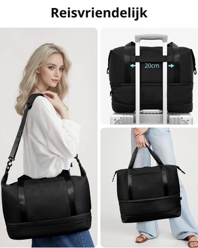 Thijox - ECOHUB Ryanair Handbagage Tas 40x30x20cm, Uitbreidbare Waterdichte Weekendtas, Gerecycleerd PET Sporttas met Verwijderbare Natzak voor Dames