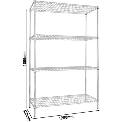GGM Gastro Stahlregal - 1200x450mm - 4 Ablagen - Chrom